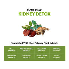 Advertisement for a plant-based kidney detox product with natural ingredients and extracts listed.