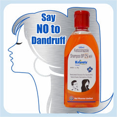 A cartoon illustration of a shampoo bottle with the brand name Ketovate, indicating it is used for treating dandruff.