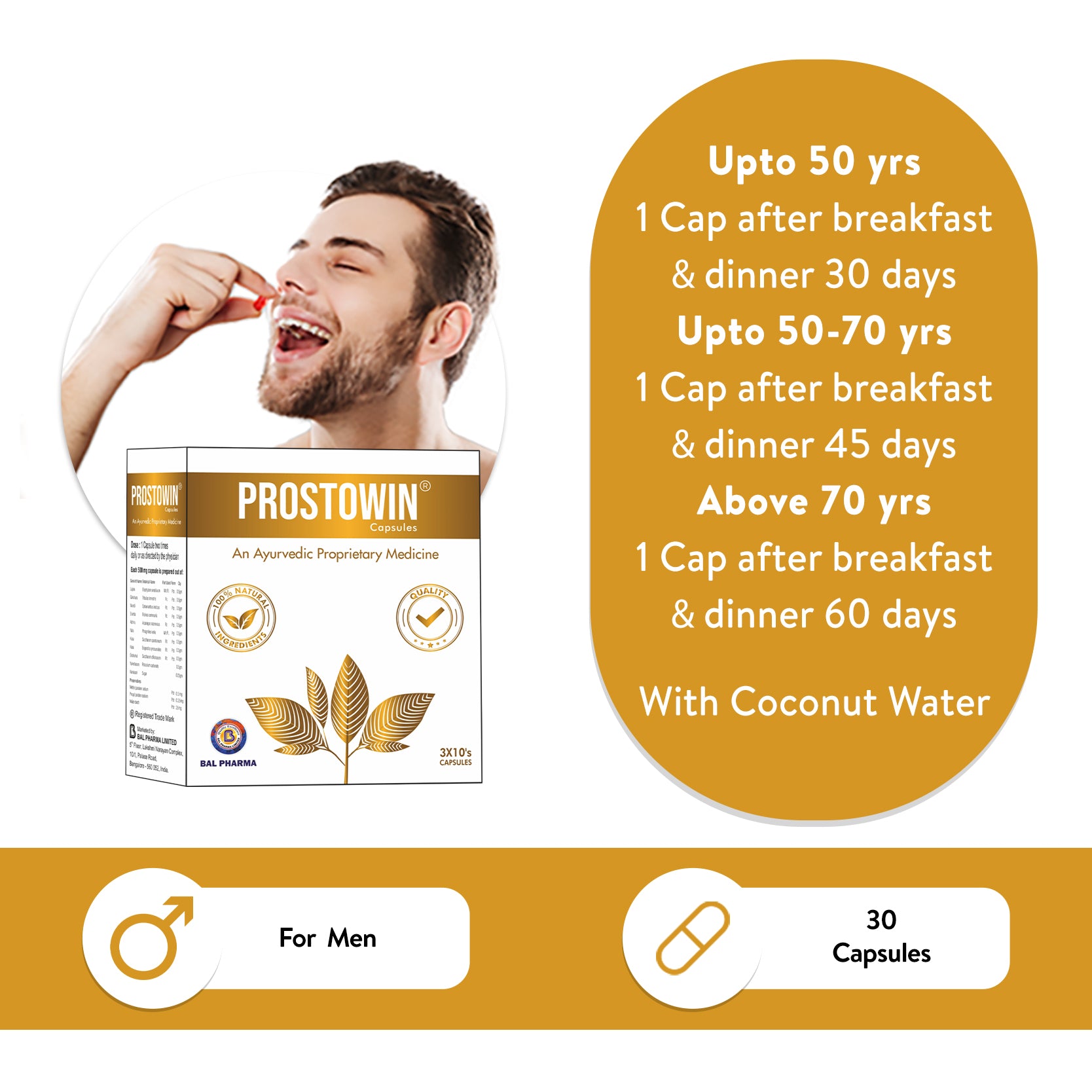 Prostowin supplement packaging with usage instructions on a white background.