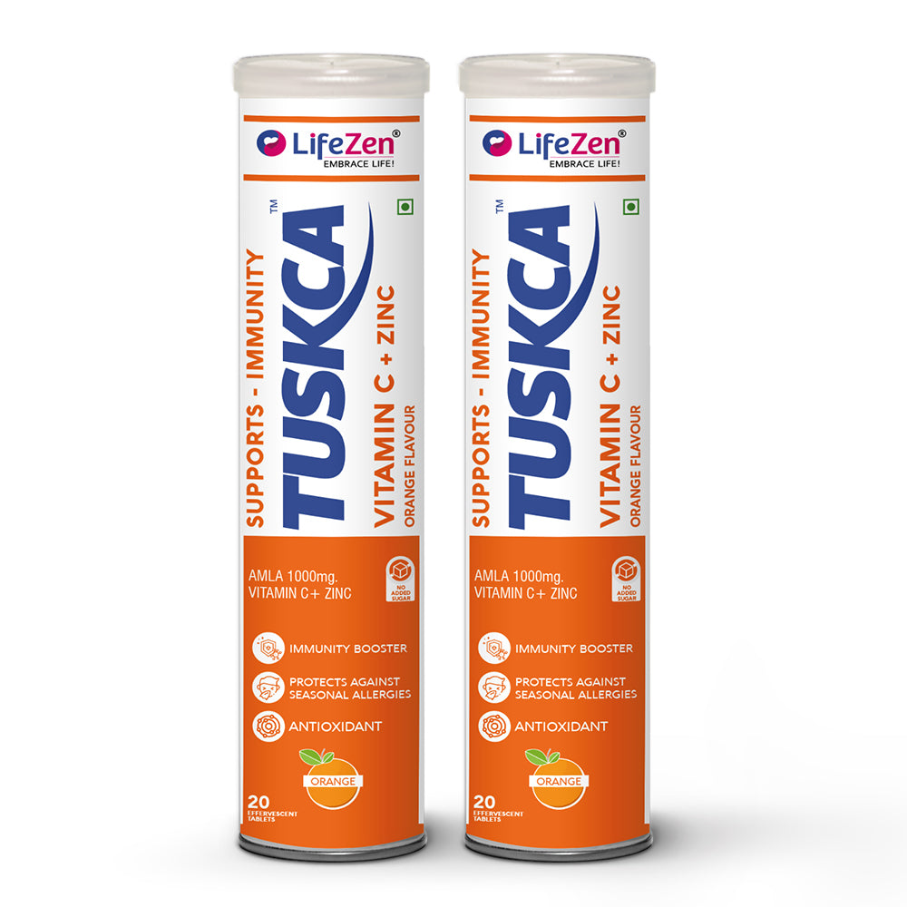 Two LifeZen TUSKCA immunity support supplements on a white background