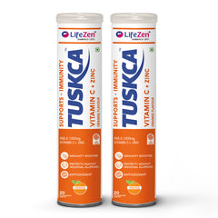 Two LifeZen TUSKCA immunity support supplements on a white background