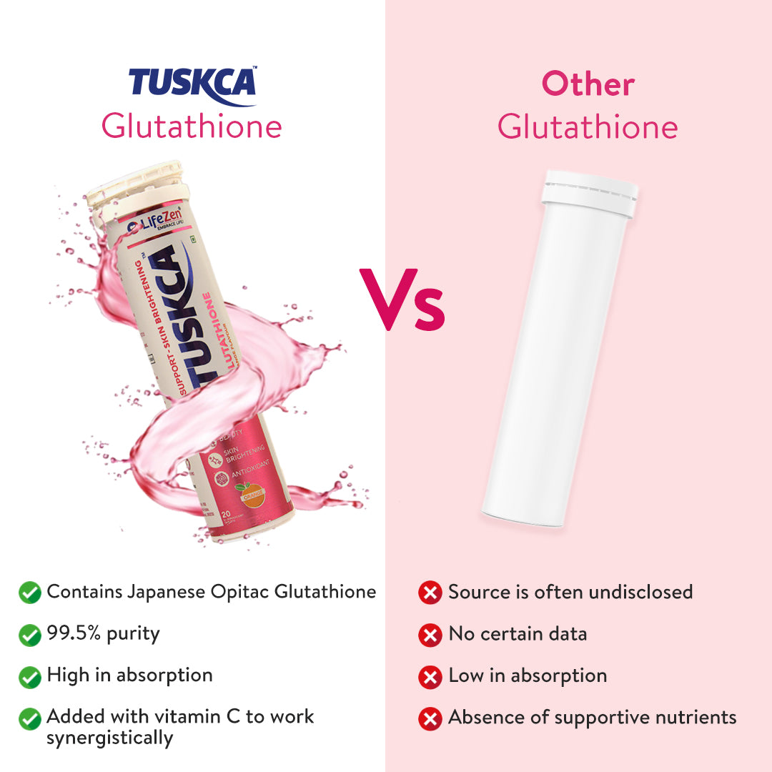 Tuskca Glutathione benefits vs. other glutathione supplements.