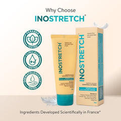 Inostretch Intensive Scar & Stretch Mark Removal Cream with white background.