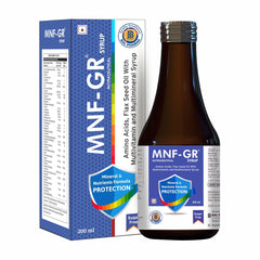 MNF GR Syrup bottle and packaging on a white background.