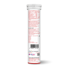 A tall white cylindrical bottle of Tuskca ACV + Garcinia shown from the back, featuring red text, a barcode, and the LifeZen brand logo near the bottom, photographed on a plain white background.