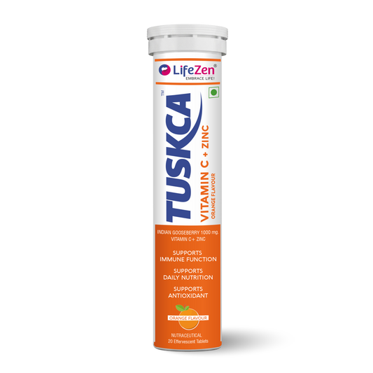 Tuskca Vitamin C (1000 mg) with Zinc - Amla Antioxidant, Immunity Boost and Collagen Support