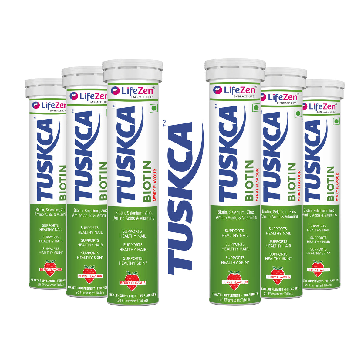 Tuskca Biotin with Zinc, Selenium and Amino Acids - Enhances Hair, Skin and Nail Health
