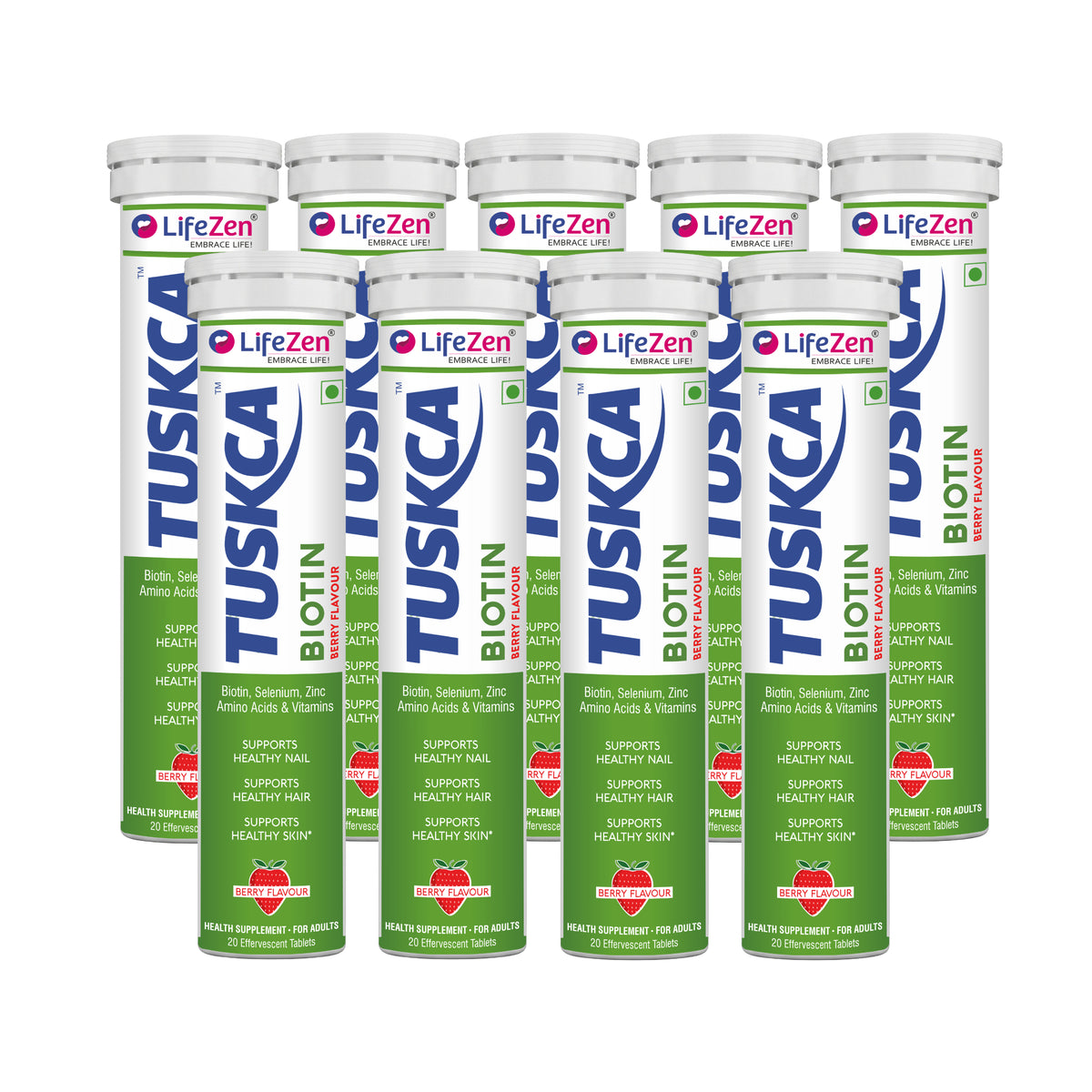 Tuskca Biotin with Zinc, Selenium and Amino Acids - Enhances Hair, Skin and Nail Health